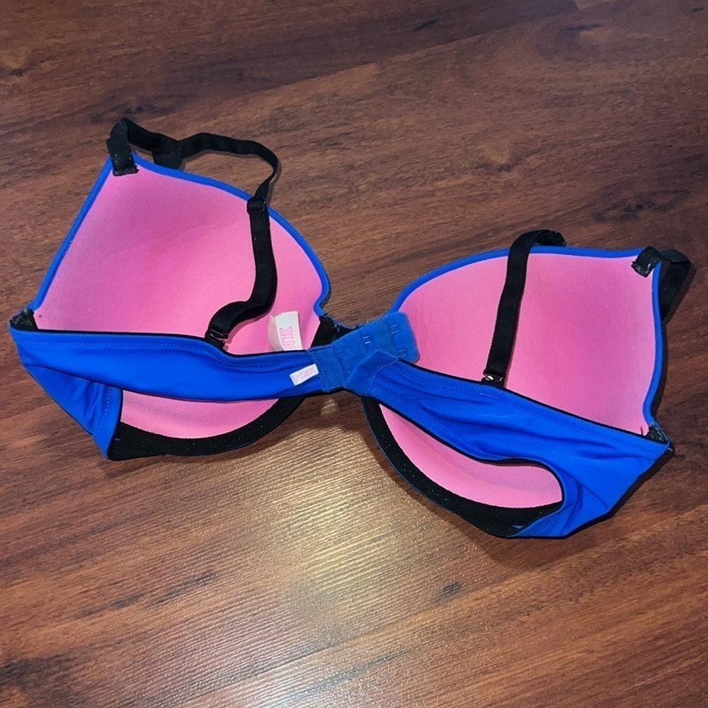 Victoria’s Secret Pink Wear Everywhere Demi 36DD royal blue & black no padding - Picture 5 of 10